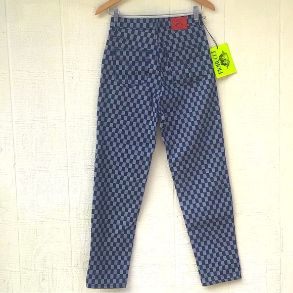 Fiorucci checkerboard jeans angels Checkered denim jeans Pants - Picture 1 of 16